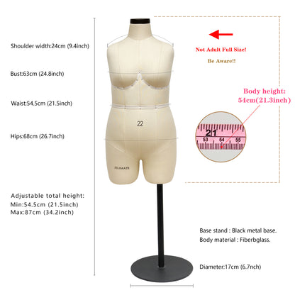 JELIMATE Studio | Plus Size Half Scale Dress Form (Size 22)