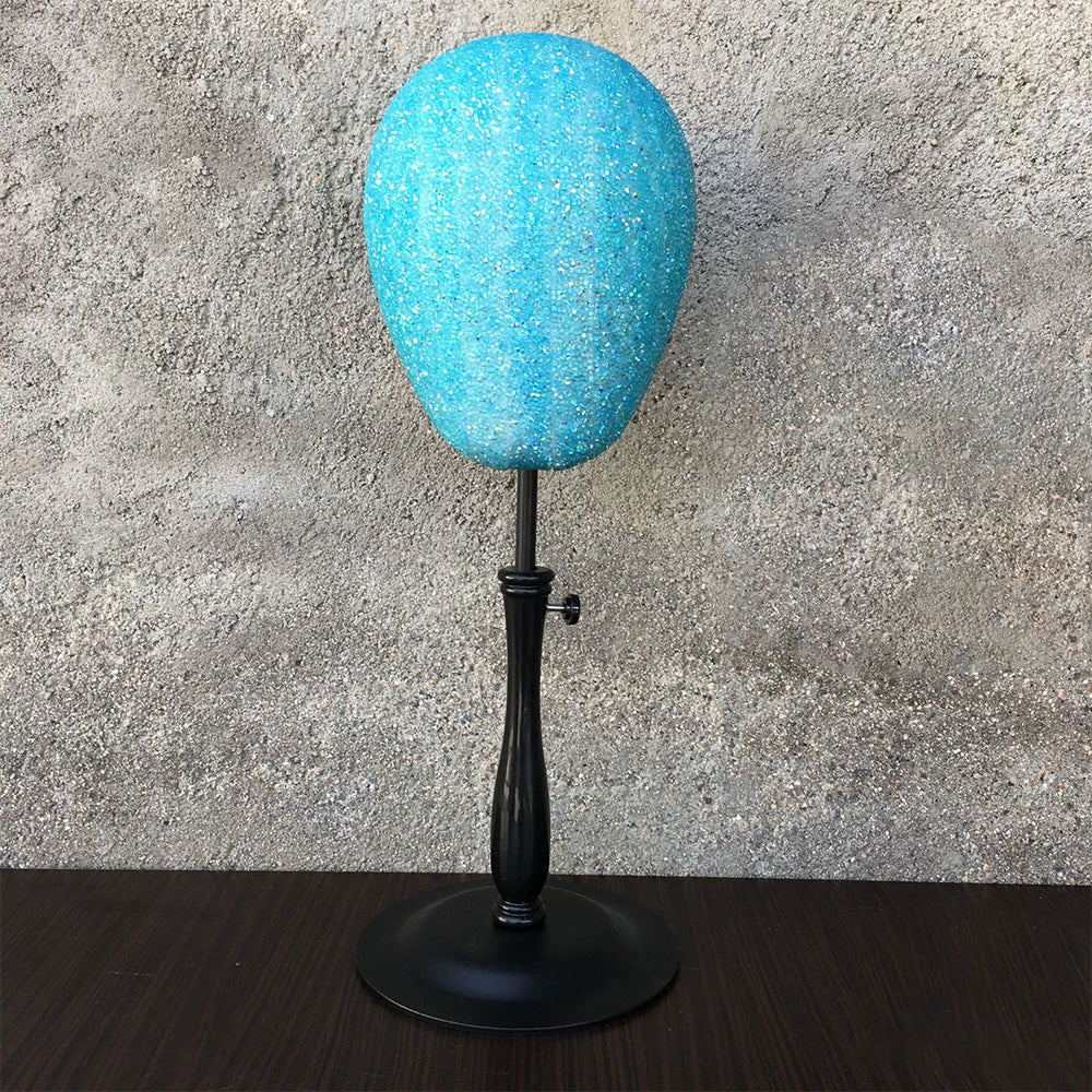 JELIMATE Glitter Diamond Wig Stand, Pinnable Sparkle Mannequin Head for Window Display