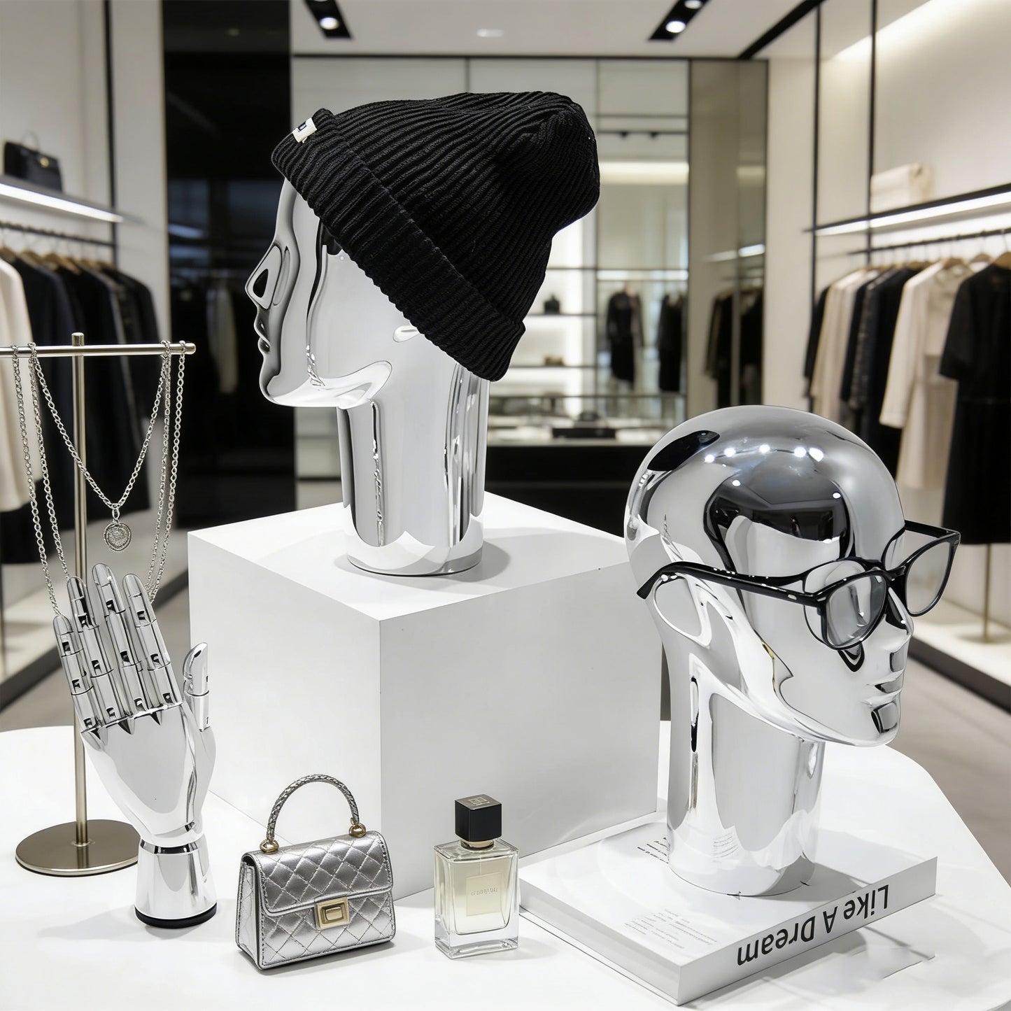 Premium Electroplated Mannequin Head Display Stand - Luxury Wig Hat Glasses Jewelry Holder