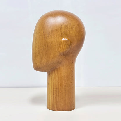JELIMATE Wooden Mannequin Head Male – Solid Wood Hat Wig Glasses Display Stand