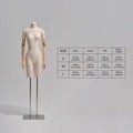Jelimate Half Body Female Mannequin Torso With Base,Grey Linen Dress Form Manikin Body With Wooden Arms,Window Display Dress Form for Gowns,Clothing Display Model Wedding Evening Dress Mannequin