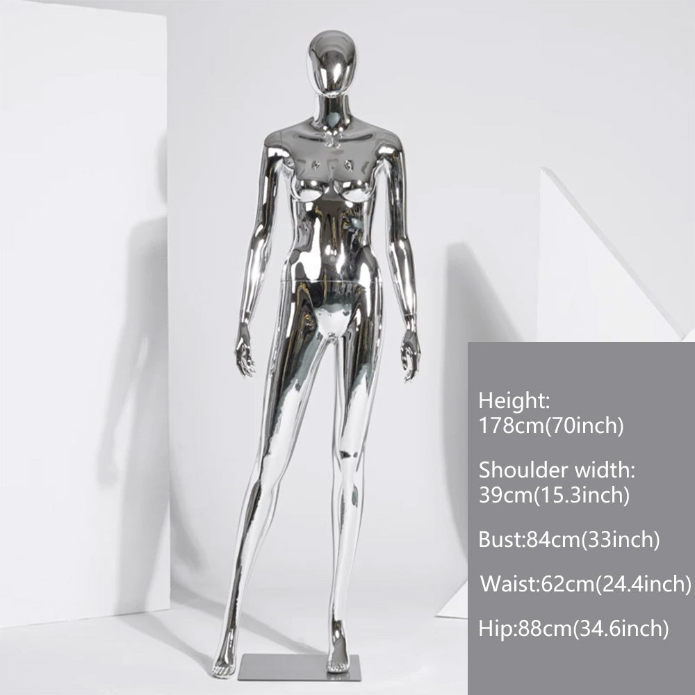 JELIMATE Electroplated Female Full Body Mannequin Window Display | Silver Gold Mirror