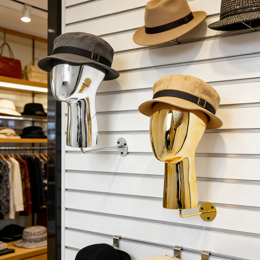 Luxury Electroplated Wall-Mounted Mannequin Head Display - Hat & Wig Stand Gold/Silver