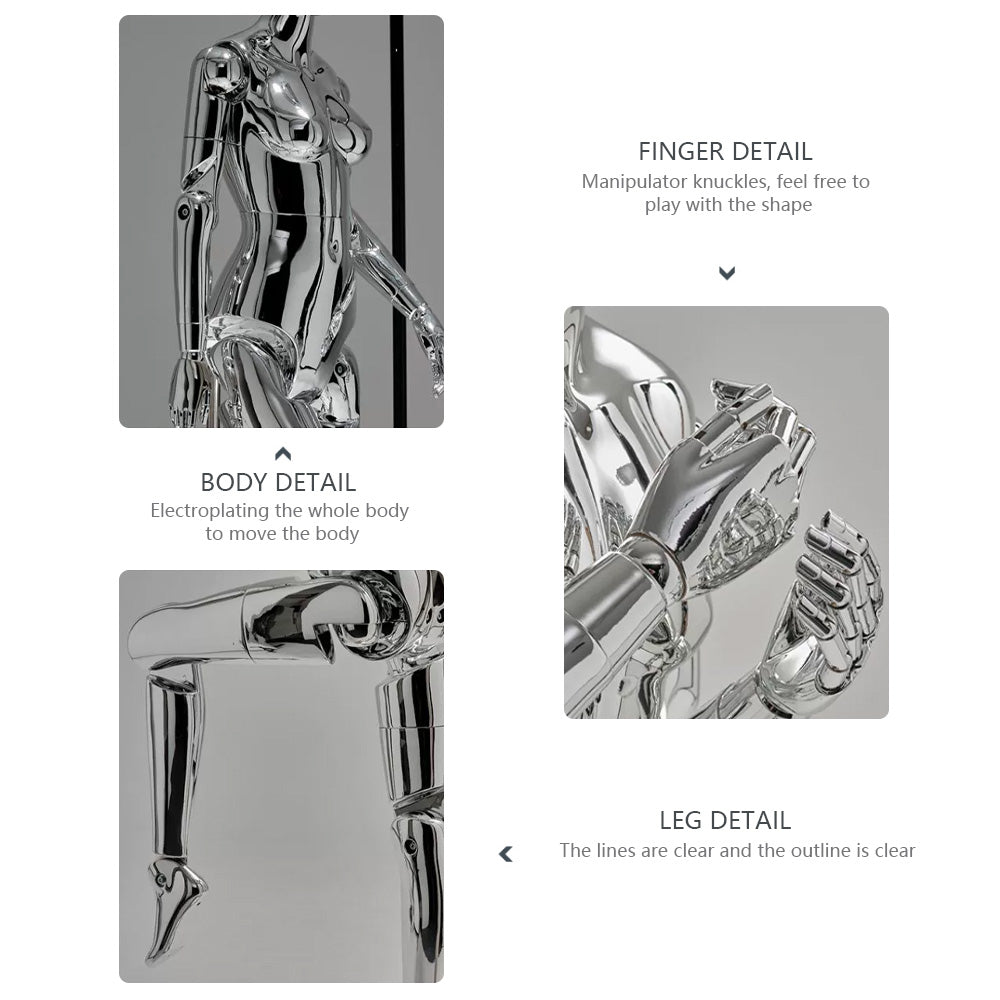 JELIMATE Chrome Full Body Mannequin Female Male Mechanical Robot Streetwear Clothing Display