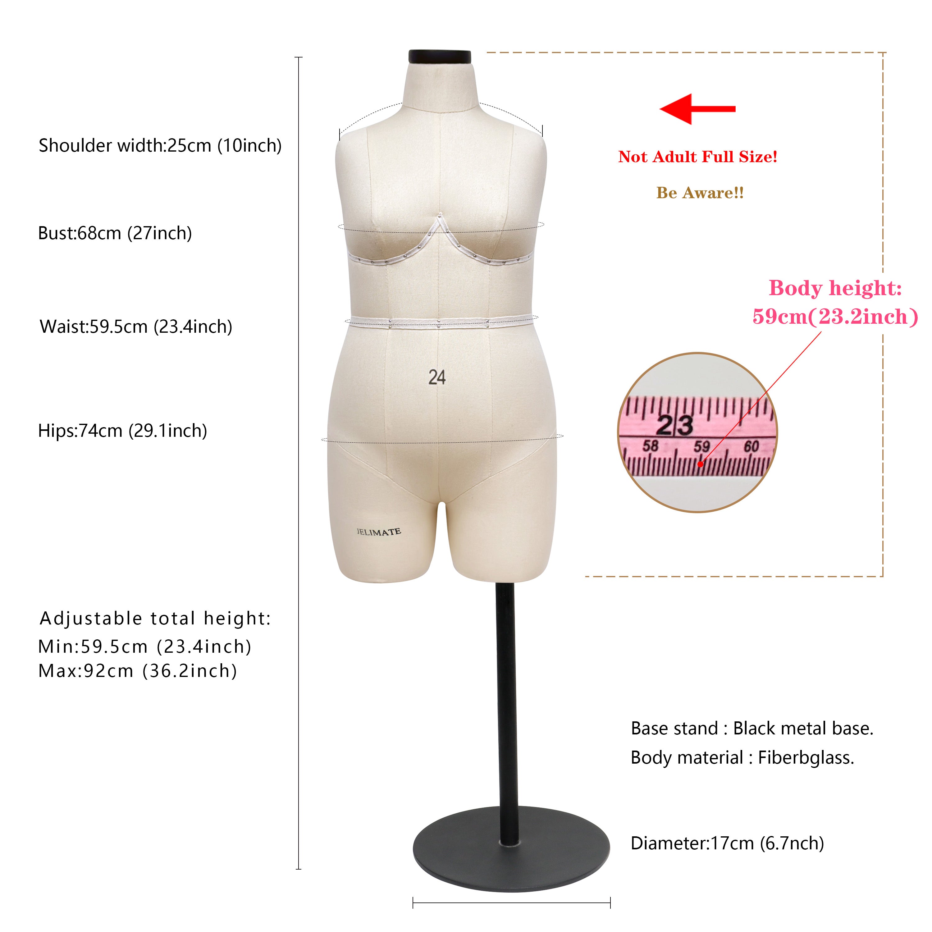 JELIMATE Studio | Plus Size Half Scale Dress Form (Size 24)