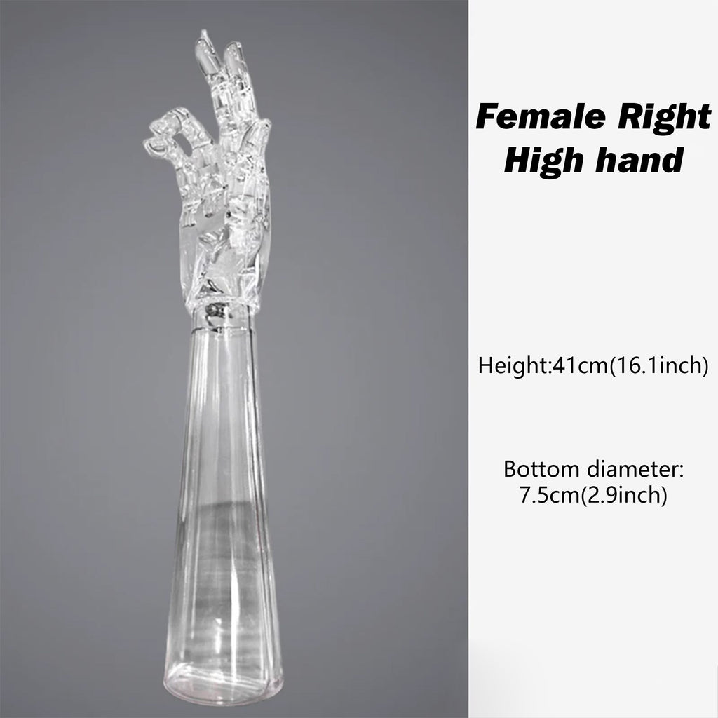 JELIMATE Clear Hand Mannequin Display Stand Articulated Joints Jewelry Ring Holder