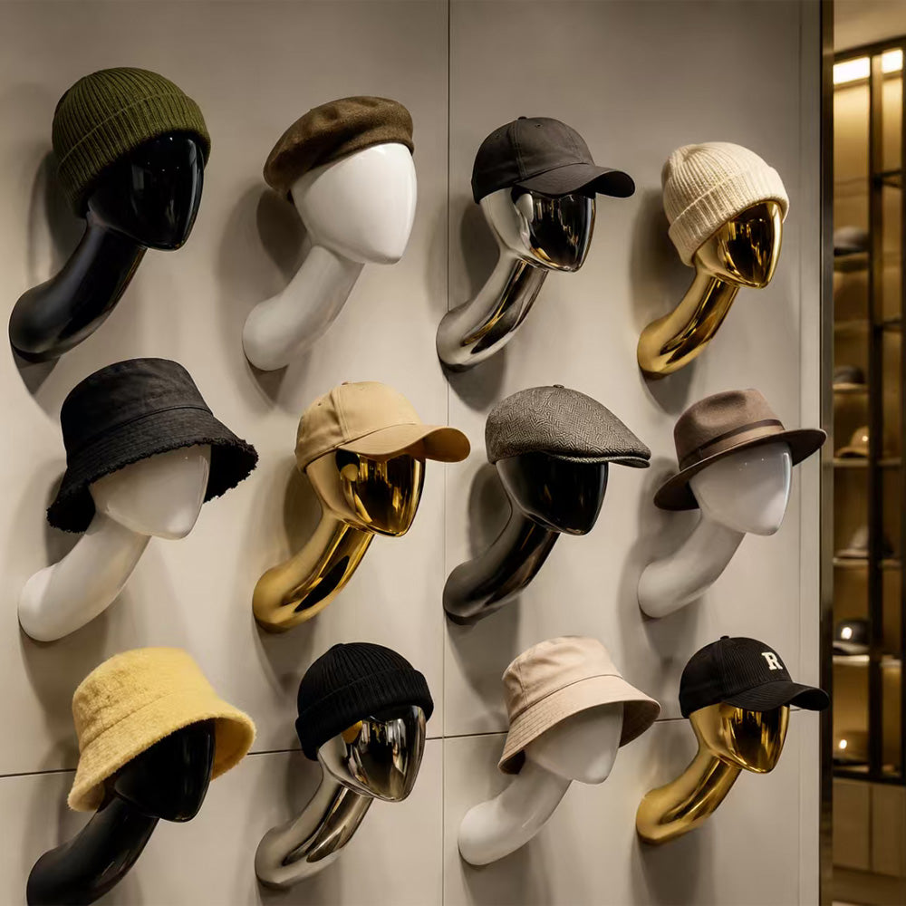 JELIMATE Wall-Mounted Mannequin Head for Hats, Wigs & Boutique Window Accessory Displays