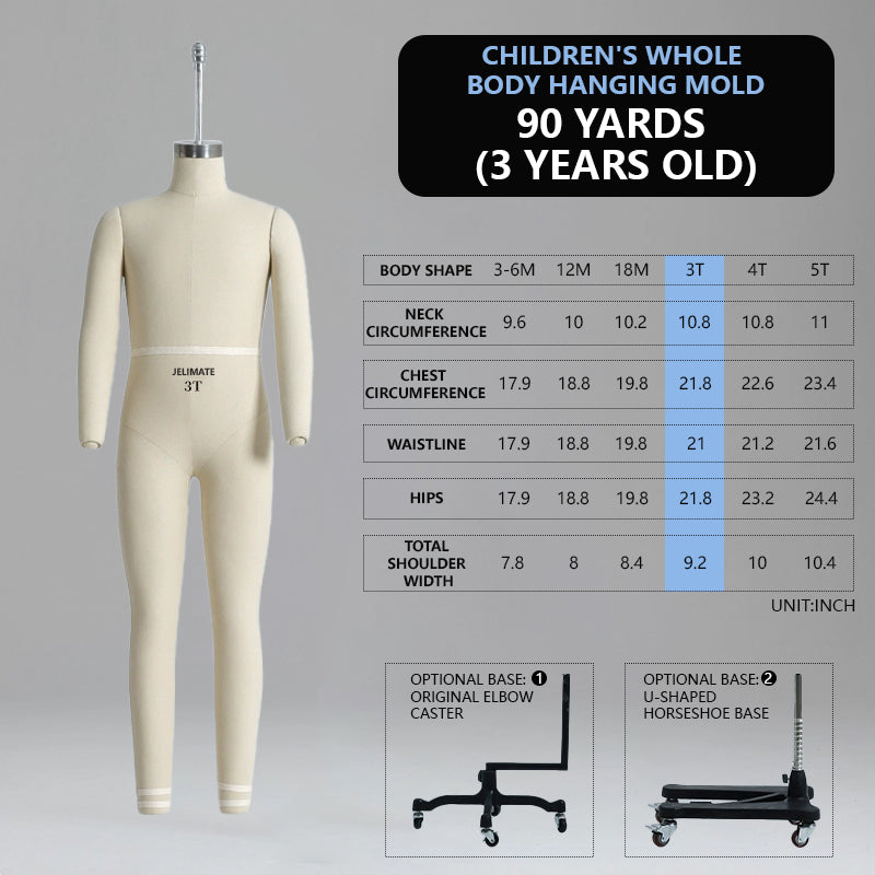 Kids Full-Body Pinnable Dress Form - Adjustable Height Tailor Dummy for Sewing/Retail Display (0-8 Years)