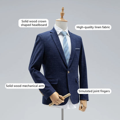 JELIMATE Male Mannequin Torso with Articulated Wooden Arms & Full Suit Display Stand