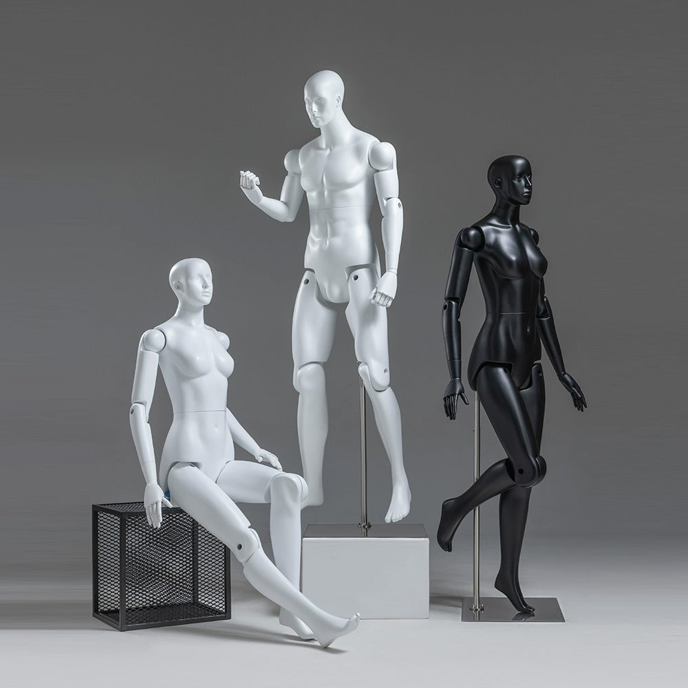 Premium Full Body Mannequin - Flexible Joints with Wooden Arms & Velvet Finish