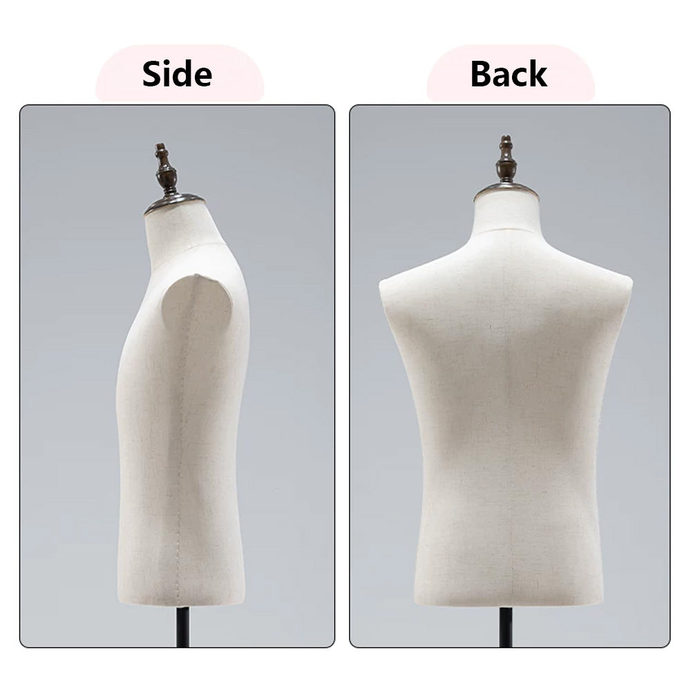 JELIMATE Male Mannequin Torso with Articulated Wooden Arms & Full Suit Display Stand