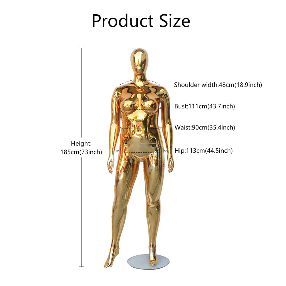 Fat Female Mannequin - Plus Size Full Body modle | Electroplated Gold Silver Curvy Mannequin for Sale