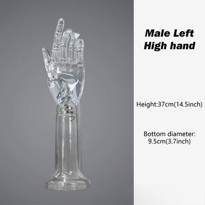 JELIMATE Clear Hand Mannequin Display Stand Articulated Joints Jewelry Ring Holder