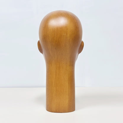JELIMATE Wooden Mannequin Head Male – Solid Wood Hat Wig Glasses Display Stand