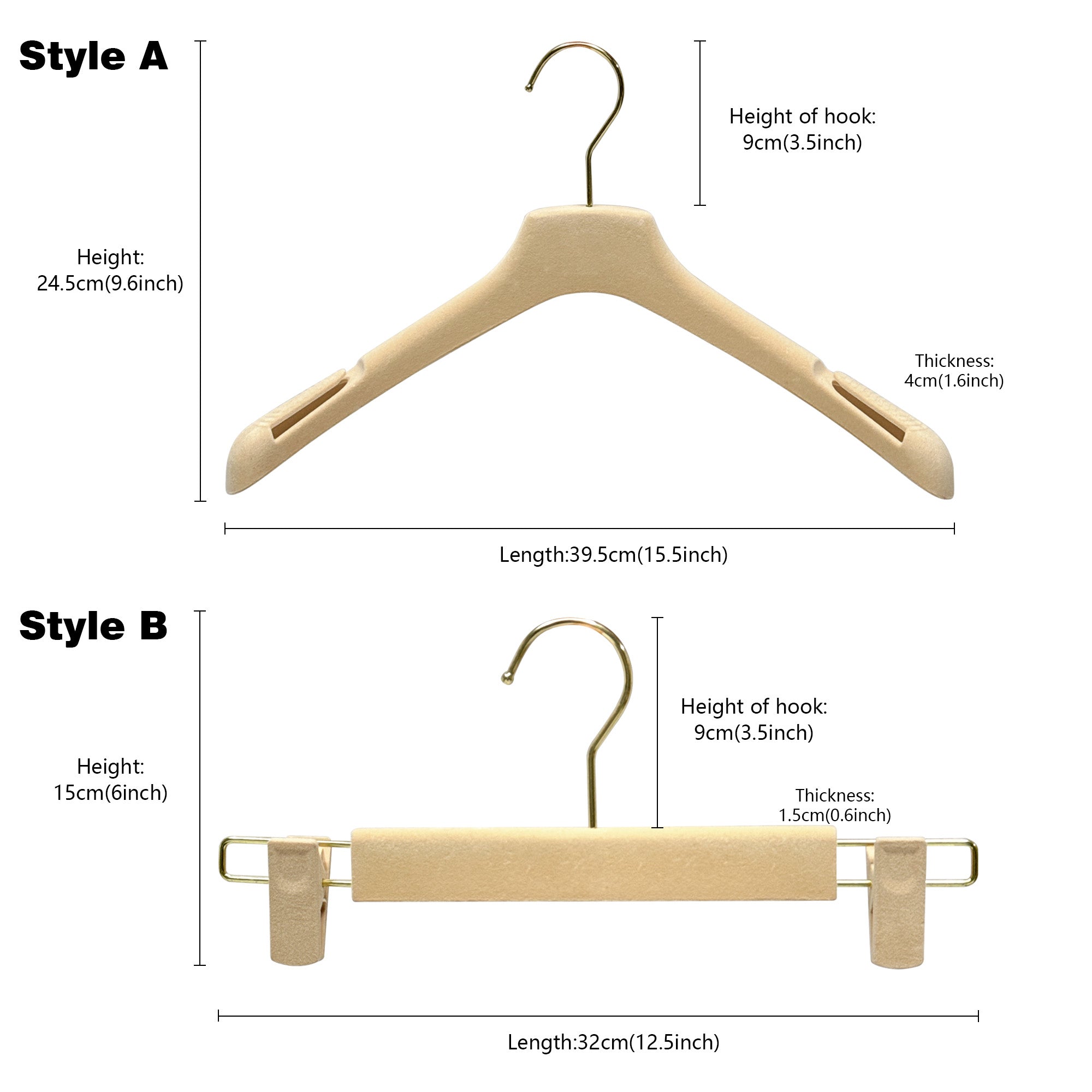 Jelimate Luxury Flocking Velvet Hanger,Beige Velvet Clothing Hanger/Pant Hanger,Hollow Shoulder Gold Hook Non Slip Flocking Plastic Hanger,Custom Logo Velvet Dress Hangers,Clothing Store Skirt Shirt Suit Hanger Space Saving Clothes Hangers