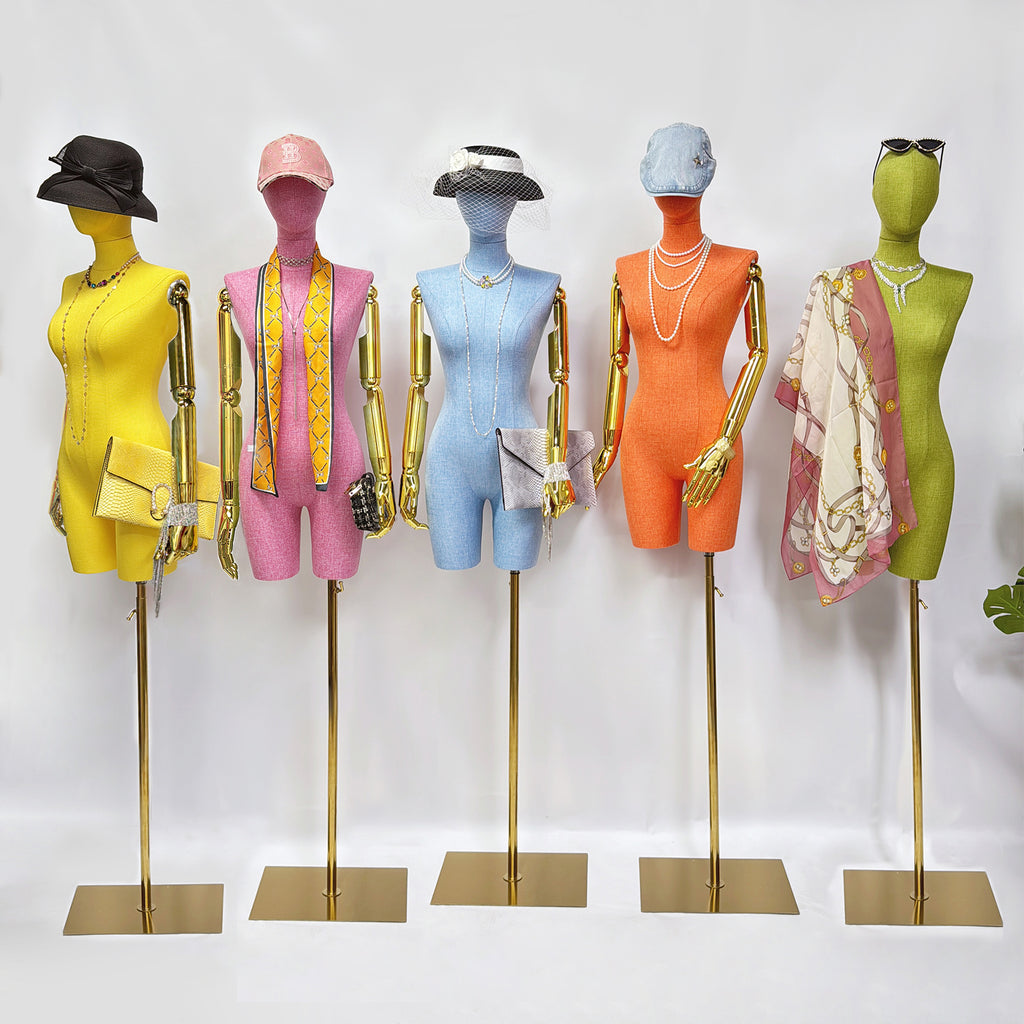 JELIMATE Linen Female Dress Form - Half Body Mannequin for Window Display
