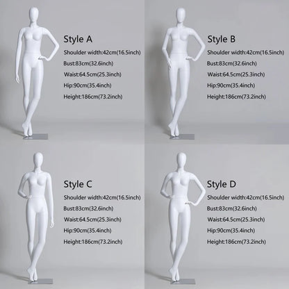 JELIMATE Luxury Matte White Female Mannequin - Full Body Fiberglass Display Stand with Base