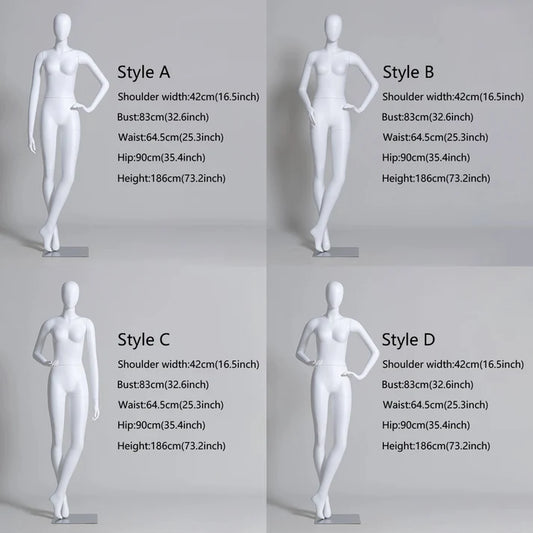 JELIMATE Luxury Matte White Female Mannequin - Full Body Fiberglass Display Stand with Base