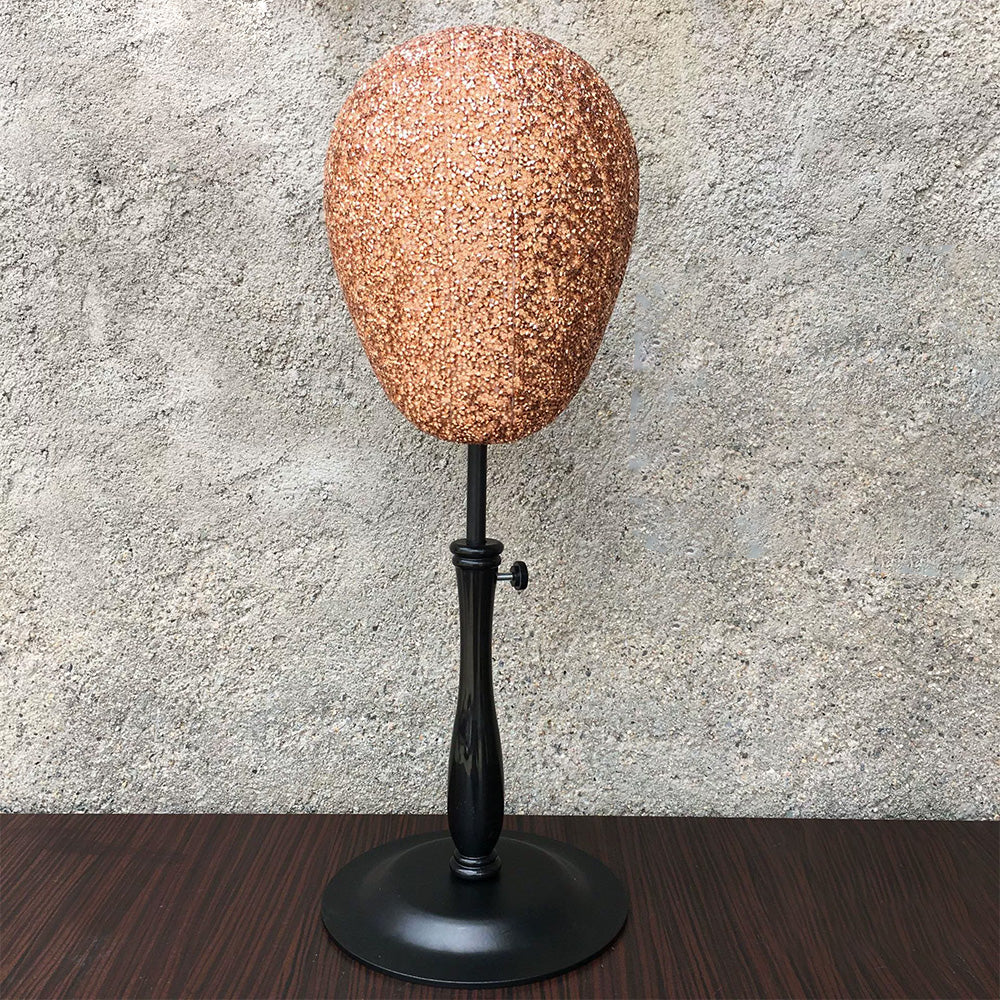 JELIMATE Glitter Diamond Wig Stand, Pinnable Sparkle Mannequin Head for Window Display