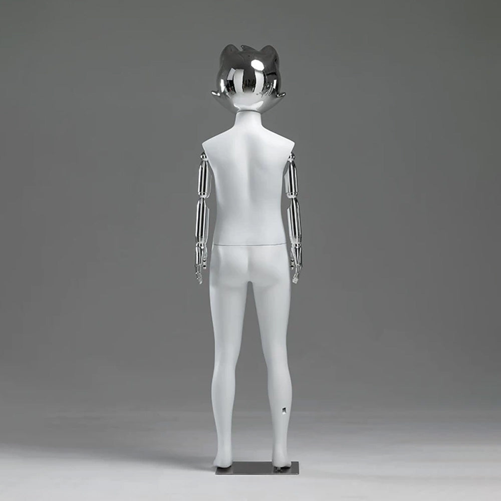 JELIMATE Kids Full Body Mannequin Chrome Anime Cat Head Children Clothing Display