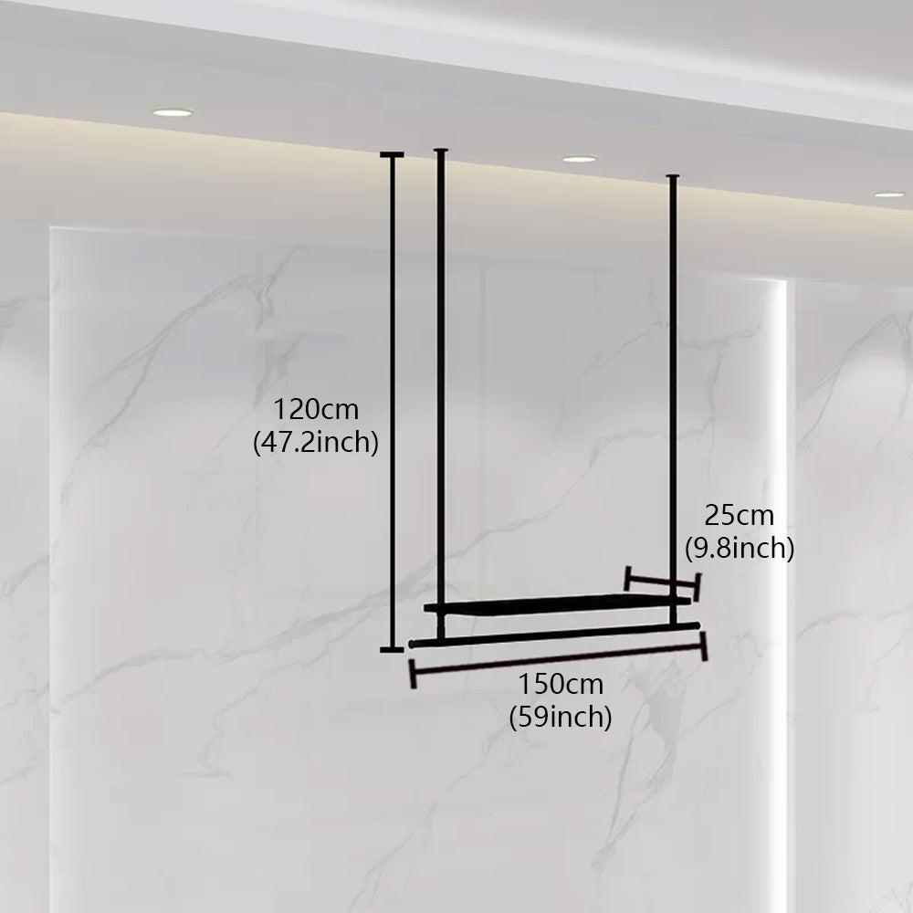 JELIMATE Ceiling Mounted Clothing Rack | Black Iron Hanging Garment Display for Boutique