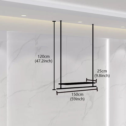 JELIMATE Ceiling Mounted Clothing Rack | Black Iron Hanging Garment Display for Boutique