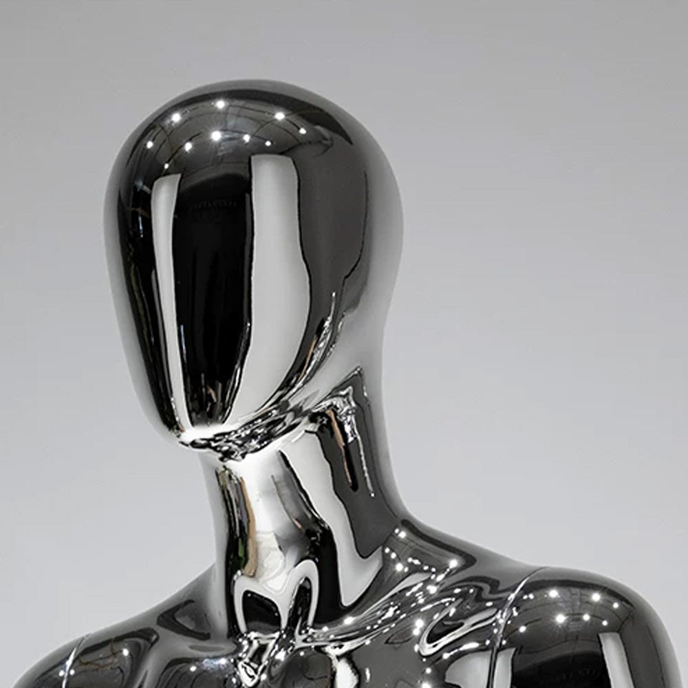 JELIMATE Mirror Silver Full Body Mannequin, Electroplated Male & Female Window Display