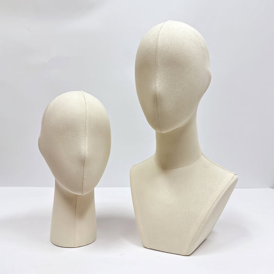 JELIMATE Linen Mannequin Head for Wigs Hats Jewelry Display | Wig Head Stand