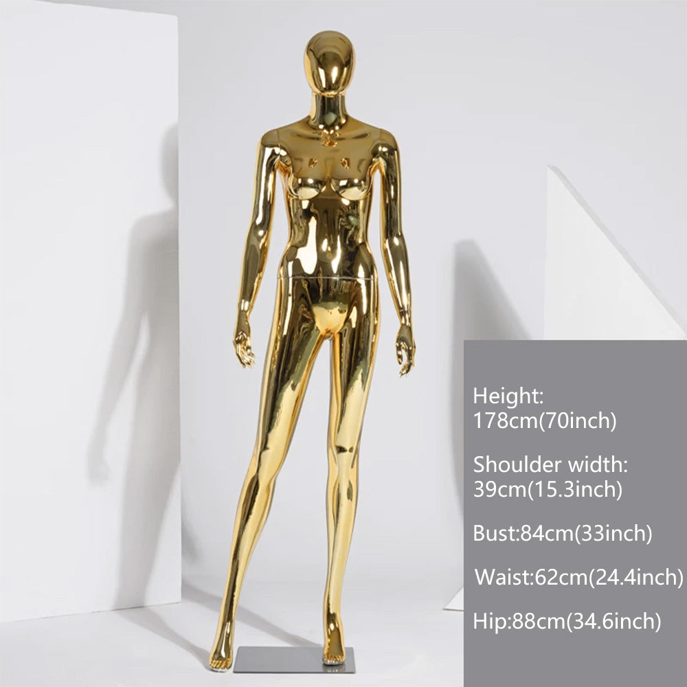 JELIMATE Electroplated Female Full Body Mannequin Window Display | Silver Gold Mirror