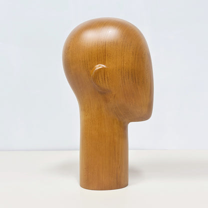 JELIMATE Wooden Mannequin Head Male – Solid Wood Hat Wig Glasses Display Stand