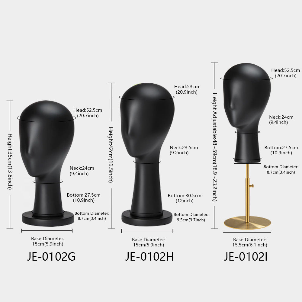 Luxury Black Fiberglass Mannequin Head - Jewelry & Wig Display Stand