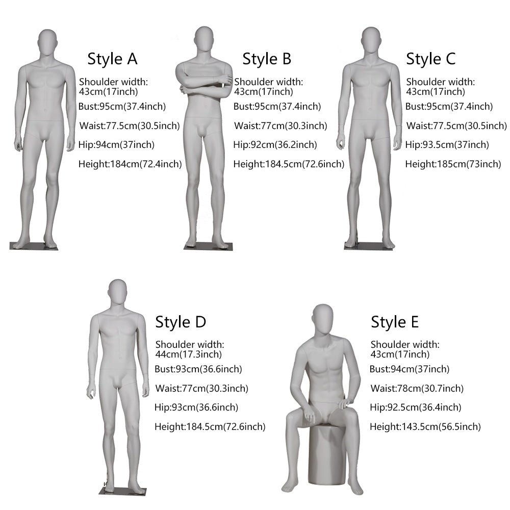Jelimate Clothing Store Matte Gray Male Mannequin Full Body,Fiberglass Mannequin Male Body Bottom Leg,Window Display Business Model Clothing Dress Form