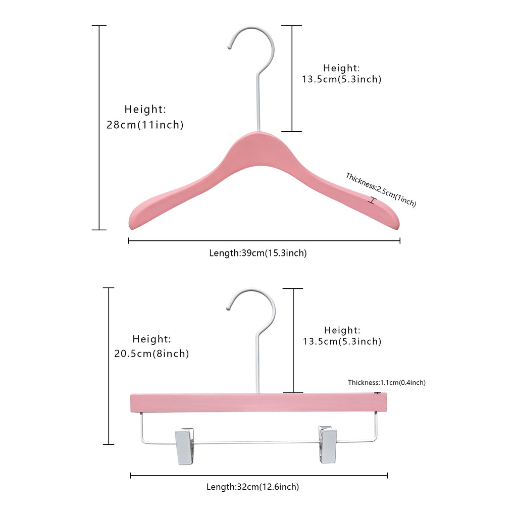 Luxury Pink Wooden Hanger with Non-Slip Clips