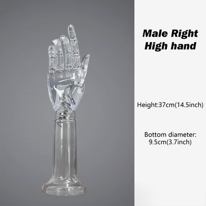 JELIMATE Clear Hand Mannequin Display Stand Articulated Joints Jewelry Ring Holder