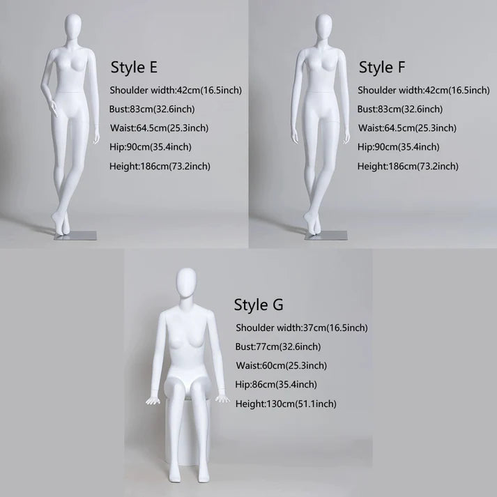 JELIMATE Luxury Matte White Female Mannequin - Full Body Fiberglass Display Stand with Base