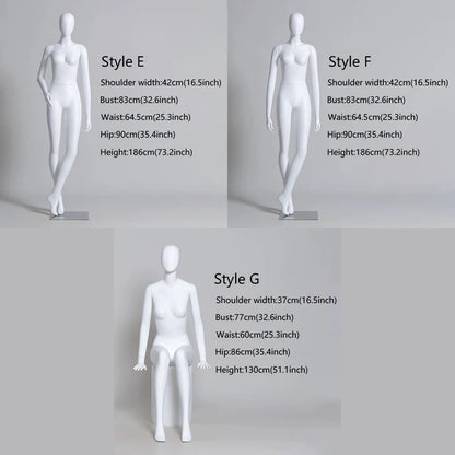 JELIMATE Luxury Matte White Female Mannequin - Full Body Fiberglass Display Stand with Base