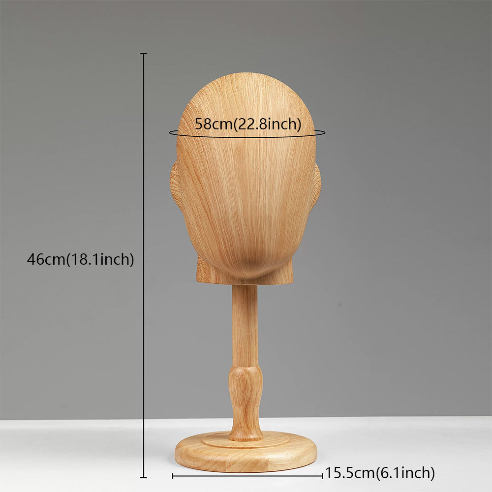 Wood Grain Mannequin Head Display Stand - Tabletop Hat Wig Holder for Retail Stores & Closet Organization