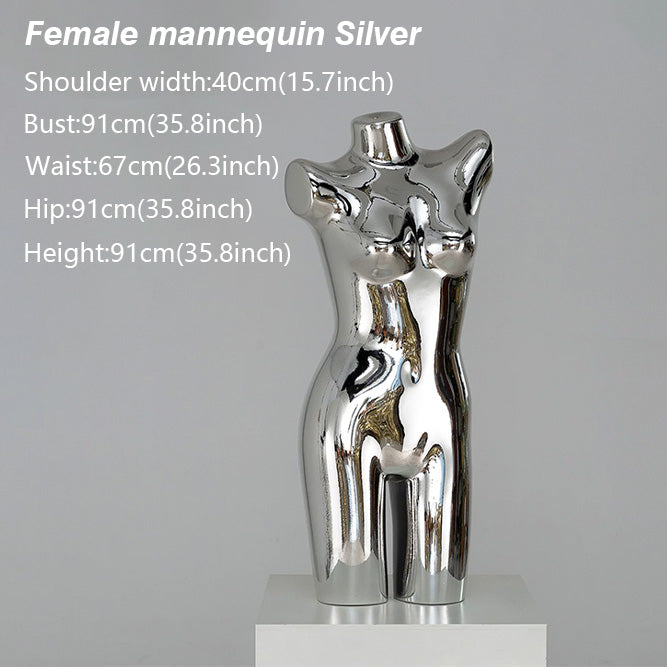 Electroplated Lingerie Mannequin - Female Torso & Hip Display for Boutique Retail