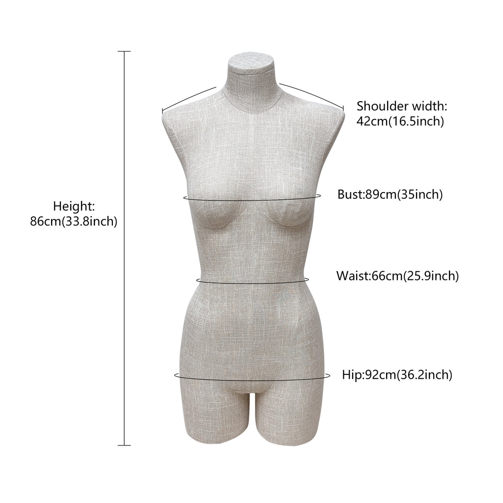 JELIMATE Half Body Mannequin Torso, Linen Dress Form for Lingerie Underwear Display