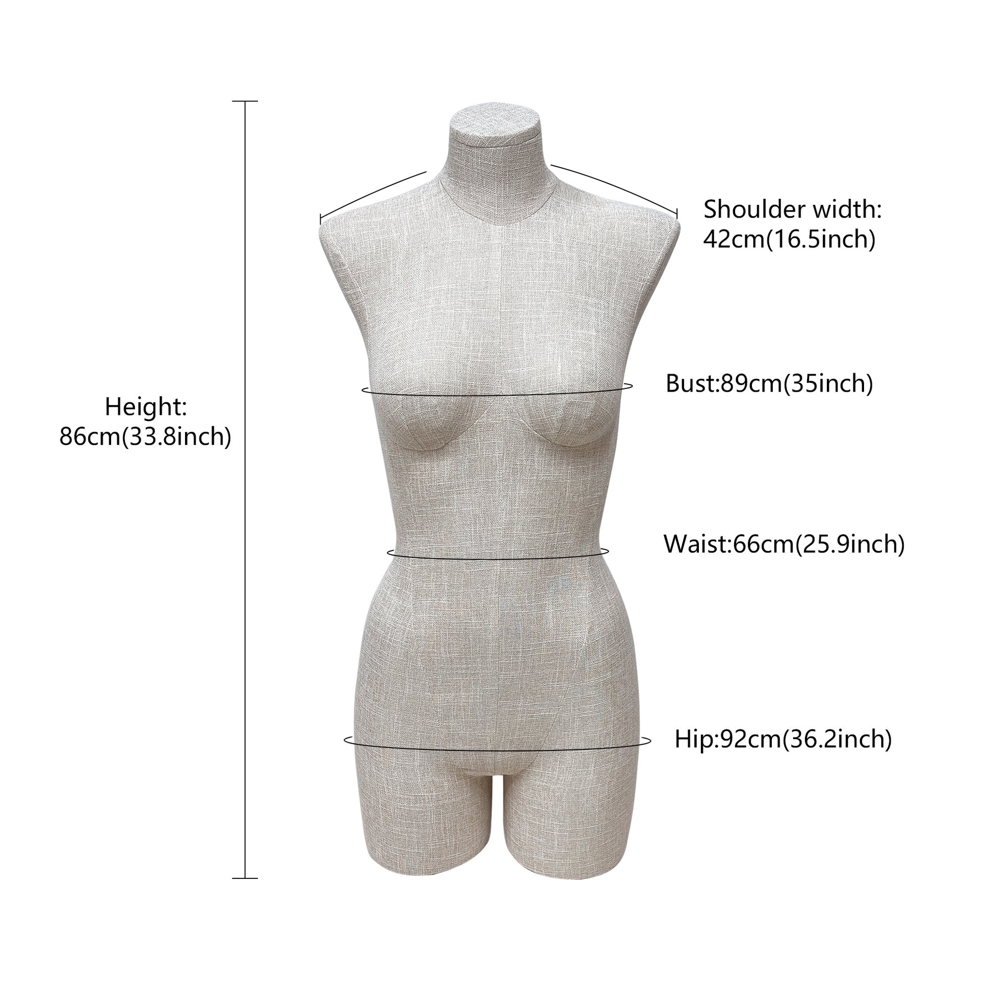 JELIMATE Half Body Mannequin Torso, Linen Dress Form for Lingerie Unde