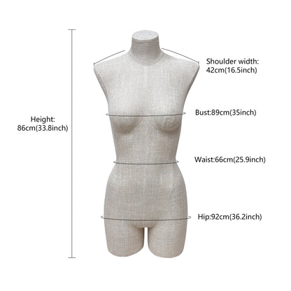JELIMATE Half Body Mannequin Torso, Linen Dress Form for Lingerie Underwear Display
