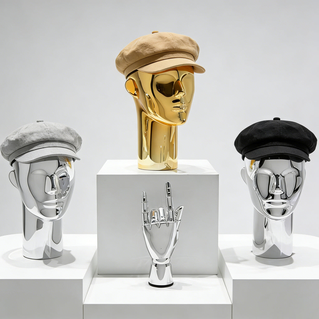 Premium Electroplated Mannequin Head Display Stand - Luxury Wig Hat Glasses Jewelry Holder
