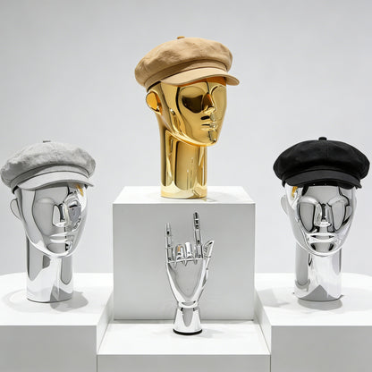 Premium Electroplated Mannequin Head Display Stand - Luxury Wig Hat Glasses Jewelry Holder