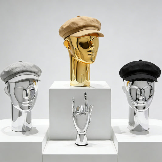 Premium Electroplated Mannequin Head Display Stand - Luxury Wig Hat Glasses Jewelry Holder