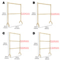 Jelimate Standard Double Layers Poles Clothing Hanger Hanging Clothes Rack With Shelf,Boutique Store Children Kids Adult Clothing Display Rack,Stainless Steel Gold Clothing Rack Wall Metal Coat Rack