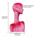 JELIMATE Rose Red Velvet Mannequin Head - Jewelry Display Stand with Pierced Ears