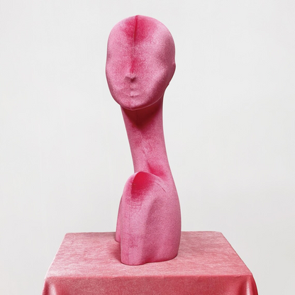 JELIMATE Rose Red Velvet Mannequin Head - Jewelry Display Stand with Pierced Ears