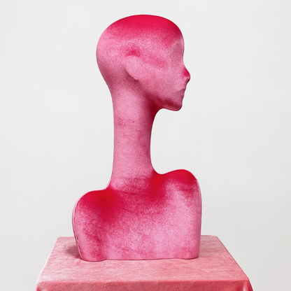 JELIMATE Rose Red Velvet Mannequin Head - Jewelry Display Stand with Pierced Ears