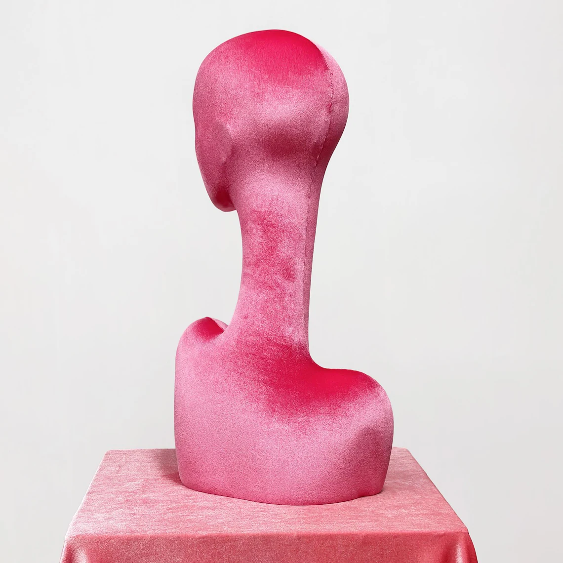 JELIMATE Rose Red Velvet Mannequin Head - Jewelry Display Stand with Pierced Ears
