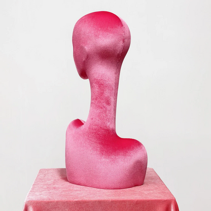 JELIMATE Rose Red Velvet Mannequin Head - Jewelry Display Stand with Pierced Ears